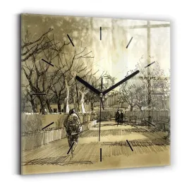 kwadratowy-zegar-szklany-scienny-z-nadrukiem-park-i-drzewa-w-sepii-30x30-cm