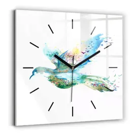 zegar-szklany-scienny-do-biura-z-grafika-abstrakcja-ptaka-i-wiosny-30x30-cm