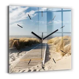 nowoczesny-kwadratowy-foto-zegar-szklany-na-sciane-widok-na-plaze-30x30-cm