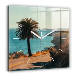minimalistyczny-zegar-szklany-scienny-z-nadrukiem-palmy-w-malibu-30x30-cm