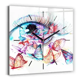 kwadratowy-zegar-szklany-do-sypialni-z-grafika-kolorowe-oko-motyle-30x30-cm