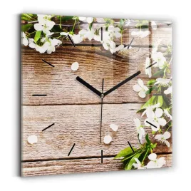 kwadratowy-zegar-szklany-designerski-ze-wzorem-kwiaty-na-drewnie-30x30-cm