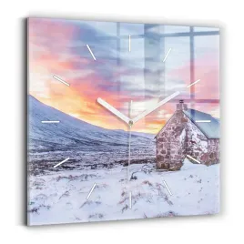 foto-zegar-szklany-scienny-do-nowoczesnych-wnetrz-domek-w-gorach-30x30-cm
