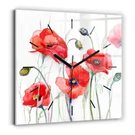 kwadratowy-zegar-szklany-scienny-z-motywem-malowane-czerwone-maki-30x30-cm