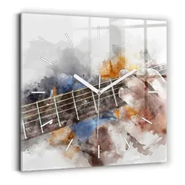 designerski-kwadratowy-foto-zegar-szklany-do-wnetrz-grafika-gitary-30x30-cm
