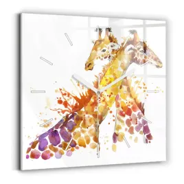minimalistyczny-zegar-szklany-scienny-ze-wzorem-zyrafa-akwarela-30x30-cm