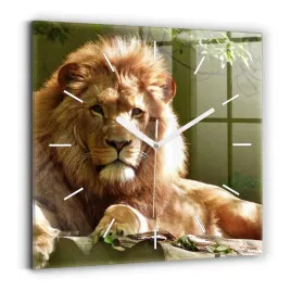 kwadratowy-zegar-szklany-scienny-do-biura-z-nadrukiem-portret-lwa-30x30-cm