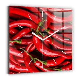 dekoracyjny-kwadratowy-zegar-szklany-z-nadrukiem-ostre-papryczki-30x30-cm