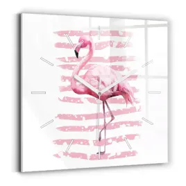 kwadratowy-zegar-szklany-dekoracyjny-z-nadrukiem-grafika-flaminga-30x30-cm