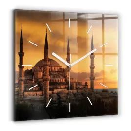 kwadratowy-zegar-szklany-ze-stylowym-nadrukiem-meczet-w-stambule-30x30-cm