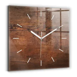minimalistyczny-kwadratowy-foto-zegar-szklany-scienny-stare-drewno-30x30-cm