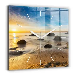 zegar-szklany-do-sypialni-ze-wzorem-wschod-slonca-morze-baltyckie-30x30-cm