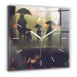 nowoczesny-zegar-szklany-na-sciane-z-grafika-ludzie-z-parasolami-30x30-cm
