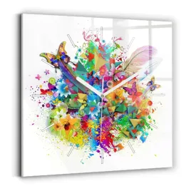 designerski-kwadratowy-zegar-szklany-kwiatowa-harmonia-z-motylami-30x30-cm
