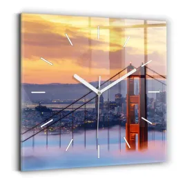 kwadratowy-zegar-szklany-do-salonu-z-grafika-most-w-san-francisco-30x30-cm