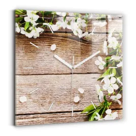 kwadratowy-zegar-szklany-do-sypialni-z-nadrukiem-kwiaty-na-drewnie-30x30-cm