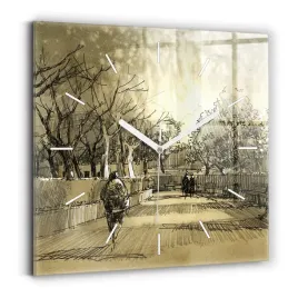 elegancki-kwadratowy-zegar-szklany-na-sciane-park-i-drzewa-w-sepii-30x30-cm