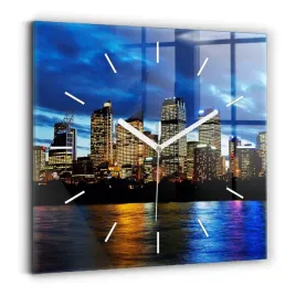 foto-zegar-szklany-scienny-do-nowoczesnych-wnetrz-sydney-wieczorem-30x30-cm