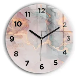 okragly-zegar-szklany-scienny-do-biura-z-grafika-tekstura-marmuru-fi60-cm