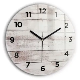 okragly-zegar-szklany-scienny-do-biura-z-grafika-jasne-deski-drewna-fi60-cm