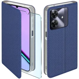 etui-z-klapka-do-realme-note-60-zamykane-granatowe-futeral-szklo-9h