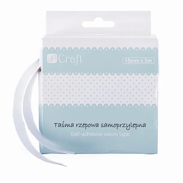 TAŚMA RZEPOWA SAMOPRZYLEPNA biała DpCraft 2szt z mocnym klejem do cięcia