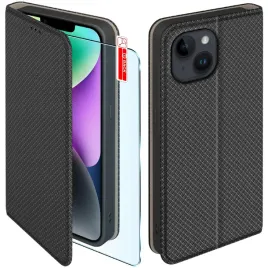etui-z-klapka-do-iphone-14-zamykane-czarne-futeral-szklo-9h