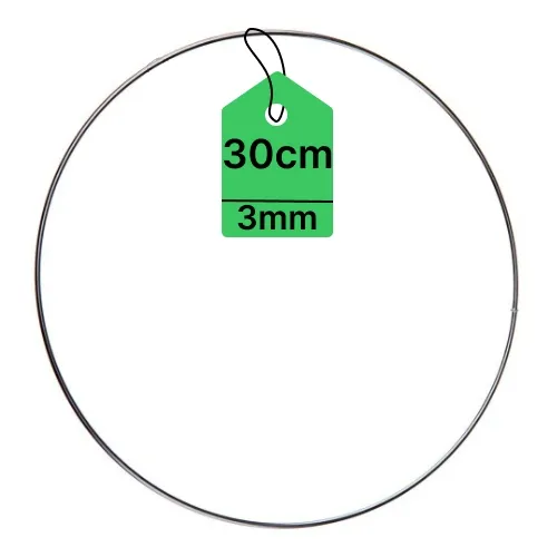 OBRĘCZ METALOWA DO ŁAPACZY SNÓW MAKRAMY KÓŁKO SREBRNE 30CM