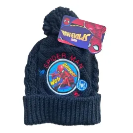czapka-dziecieca-marvel-spiderman-dla-chlopca-zimowa-z-pomponem-szara
