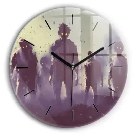 okragly-zegar-szklany-scienny-z-grafika-zombie-w-nocy-halloween-fi60-cm
