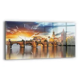 minimalistyczny-zegar-szklany-scienny-ze-wzorem-panorama-nad-rzeka-60x30-cm