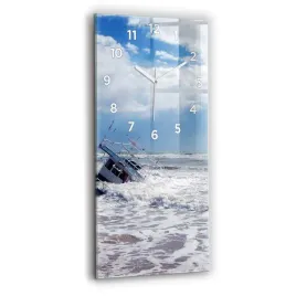zegar-szklany-do-kuchni-na-sciane-z-grafika-zatoniety-statek-wodny-30x60-cm