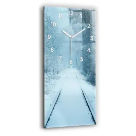 pionowy-zegar-szklany-scienny-do-biura-z-grafika-sarny-na-torach-30x60-cm