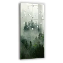 pionowy-zegar-szklany-nowoczesny-ze-stylowym-nadrukiem-mglisty-las-30x60-cm