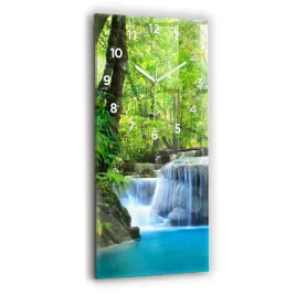 zegar-szklany-designerski-ze-stylowym-nadrukiem-wodospad-w-lesie-30x60-cm