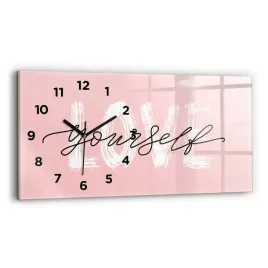 designerski-zegar-szklany-do-wnetrz-z-grafika-napis-love-yourself-60x30-cm