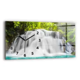 zegar-szklany-scienny-do-nowoczesnych-wnetrz-wodospad-w-tajlandii-60x30-cm