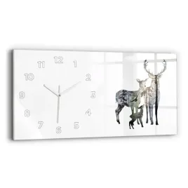 duzy-poziomy-zegar-szklany-do-mieszkania-z-grafika-rodzina-jeleni-60x30-cm