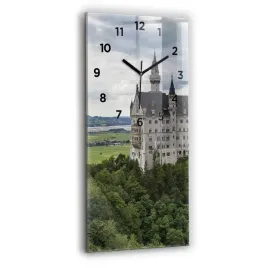 pionowy-zegar-szklany-nowoczesny-ze-wzorem-zamek-w-neuschwanstein-30x60-cm