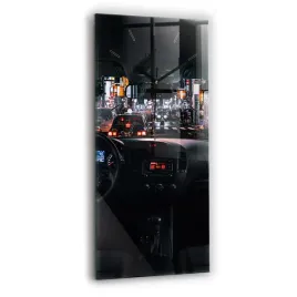 zegar-szklany-dekoracyjny-ze-stylowym-nadrukiem-samochod-w-tokio-30x60-cm