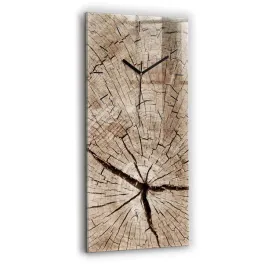 minimalistyczny-zegar-szklany-scienny-z-grafika-stary-pien-drewna-30x60-cm
