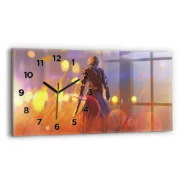 poziomy-zegar-szklany-scienny-do-salonu-z-grafika-rycerz-z-mieczem-60x30-cm