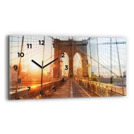 poziomy-zegar-szklany-minimalistyczny-scienny-most-brooklinski-nyc-60x30-cm