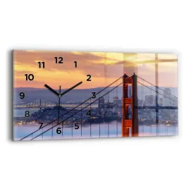 zegar-szklany-scienny-do-salonu-z-nadrukiem-most-w-san-francisco-60x30-cm