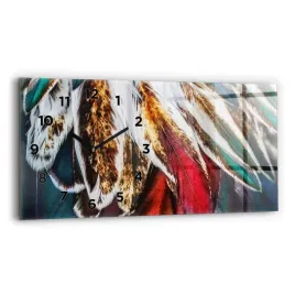 duzy-poziomy-zegar-szklany-do-mieszkania-jasnobrazowe-piora-ptaka-60x30-cm