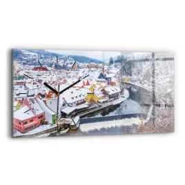 szklany-poziomy-zegar-scienny-z-nadrukiem-panorama-miasta-w-zimie-60x30-cm