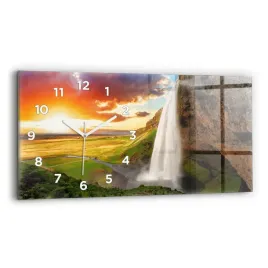 poziomy-zegar-szklany-minimalistyczny-scienny-wodospad-na-islandii-60x30-cm