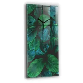 pionowy-zegar-szklany-scienny-do-salonu-z-grafika-przyroda-liscie-30x60-cm