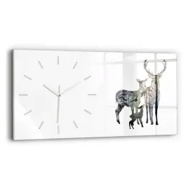 elegancki-poziomy-zegar-szklany-na-sciane-z-grafika-rodzina-jeleni-60x30-cm