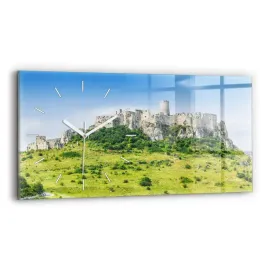 poziomy-zegar-szklany-scienny-z-grafika-zamek-spiski-na-slowacji-60x30-cm